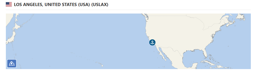 Map showing the location of the Port of Los Angeles, California